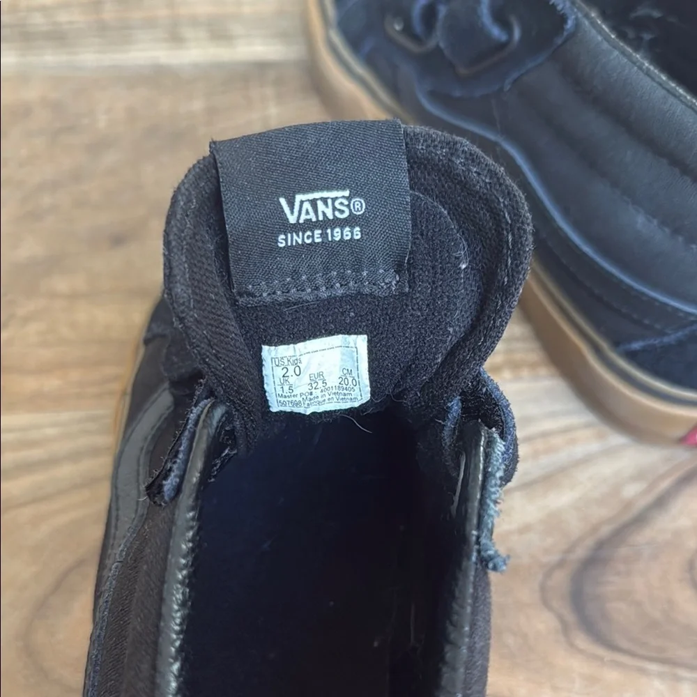 Vans Kids Black Suede High-Top Sneakers with Gum Sole